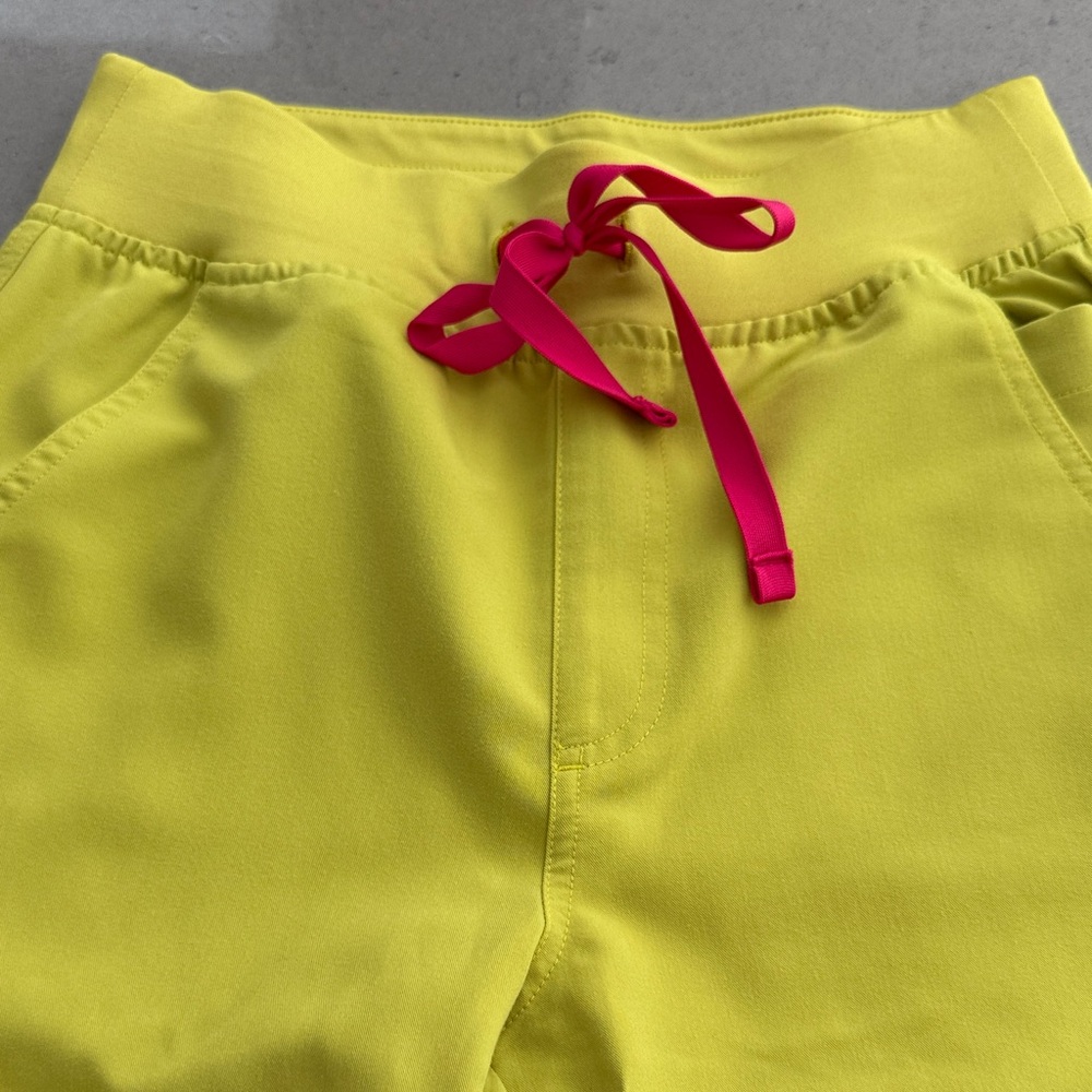 Figs Yellow Pants with Pink Drawstring